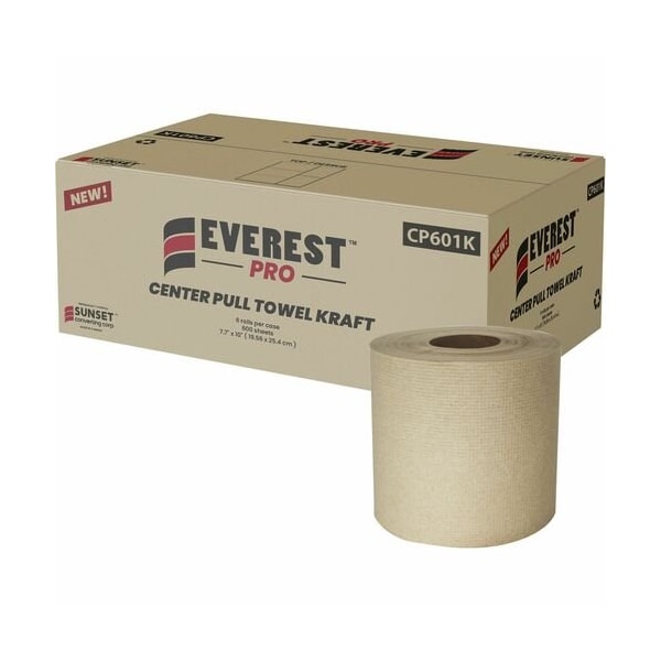 Sunset Converting Paper Towels, Center Pull, 2-Ply, 600 Sht/RL, NL, 6PK - SUVCP601K