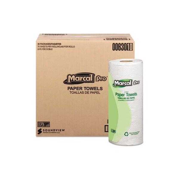 Soundview Marcal, 100% Premium Recycled Towels, 2-Ply, 11 X 9, White, 30PK - 630