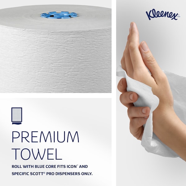 Kimberly-Clark Professional Hard Roll Paper Towels for Blue Core Dispensers, White, (700'/Roll, 6 Rolls/Case, 4,200'/Case) - 25637