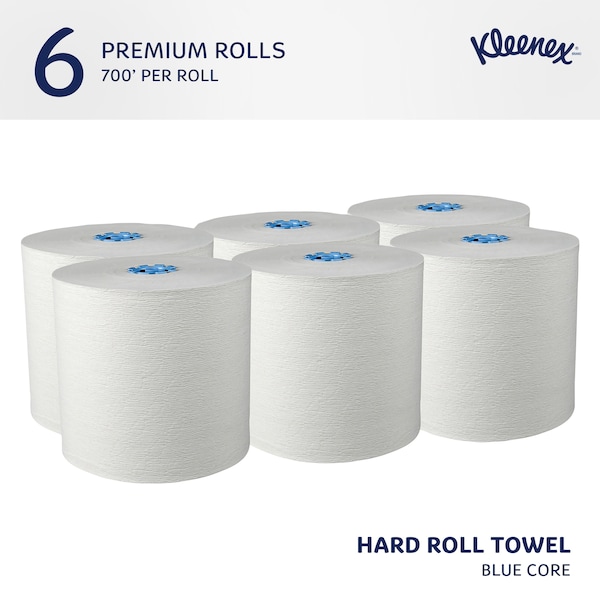 Kimberly-Clark Professional Hard Roll Paper Towels for Blue Core Dispensers, White, (700'/Roll, 6 Rolls/Case, 4,200'/Case) - 25637