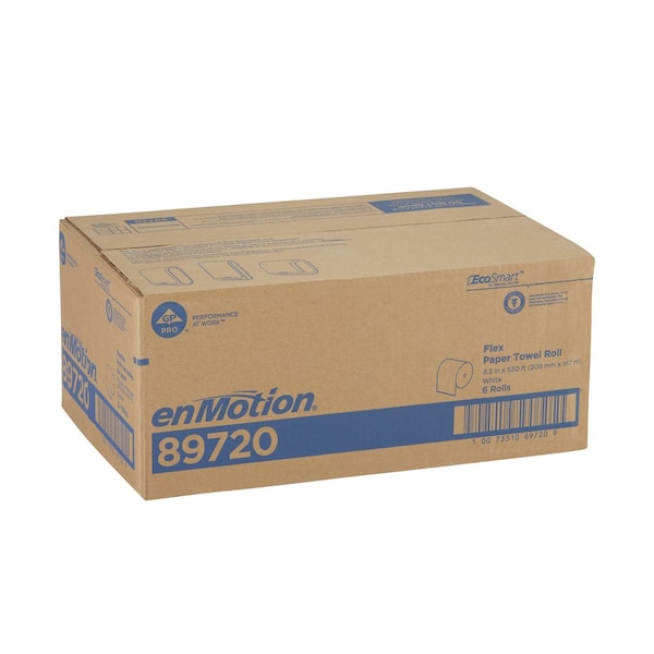 Georgia-Pacific enMotion Hardwound Paper Towels, 1 Ply, Continuous Roll Sheets, 550 ft, White, 6 PK - 89720