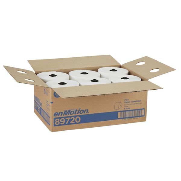Georgia-Pacific enMotion Hardwound Paper Towels, 1 Ply, Continuous Roll Sheets, 550 ft, White, 6 PK - 89720