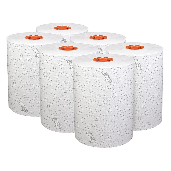 Kimberly-Clark Professional Pro Slimroll Hard Roll Towels for Orange Core Dispensers, White, (580'/Roll, 6 Rolls/Case) - 47035