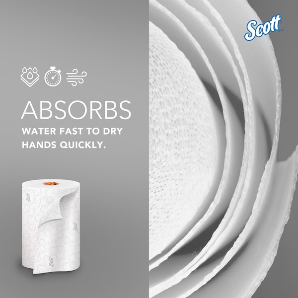 Kimberly-Clark Professional Pro Slimroll Hard Roll Towels for Orange Core Dispensers, White, (580'/Roll, 6 Rolls/Case) - 47035