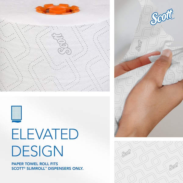 Kimberly-Clark Professional Pro Slimroll Hard Roll Towels for Orange Core Dispensers, White, (580'/Roll, 6 Rolls/Case) - 47035