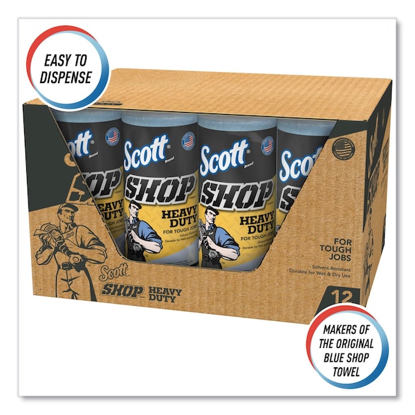 Scott Scott Shop Towels Heavy Duty (32992), Blue Shop Towels for Solvents, 60 Towels/Roll, 12 Rolls/ - 32992
