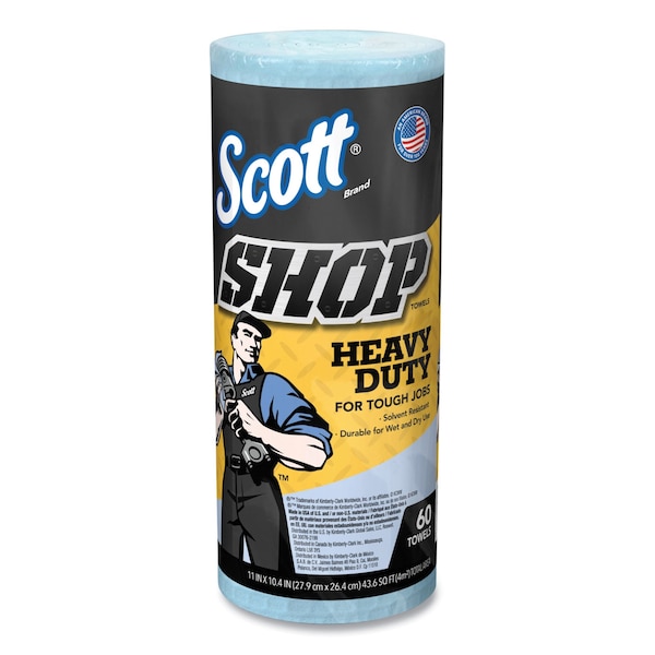 Scott Scott Shop Towels Heavy Duty (32992), Blue Shop Towels for Solvents, 60 Towels/Roll, 12 Rolls/ - 32992