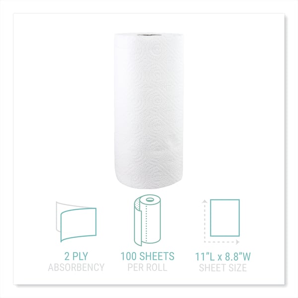 Windsoft Perforated Roll Paper Towels, 2 Ply, 100 Sheets, 8.8", White, 30 PK - WIN1220CT