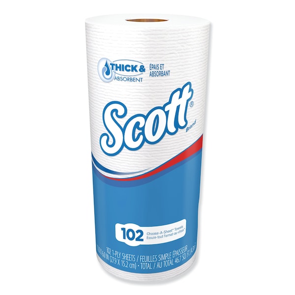 Scott Scott Perforated Roll Paper Towels, 1 Ply, 2448 Sheets, 102 Sheets, White, 24 PK - 47031