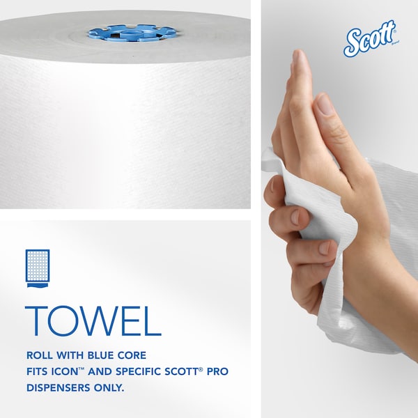 Kimberly-Clark Professional Hard Roll Towels with Absorbency Pockets, for Blue Core Dispensers, White, (900'/Roll, 6 Rolls/Case) - 43959