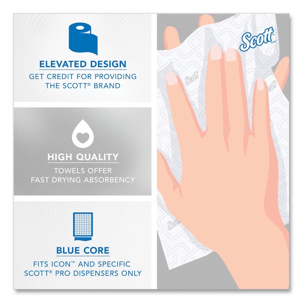 Scott Scott Pro Hardwound Paper Towels, 1 Ply, Continuous Roll Sheets, 1,150 ft, White, 6 PK - KCC 25702