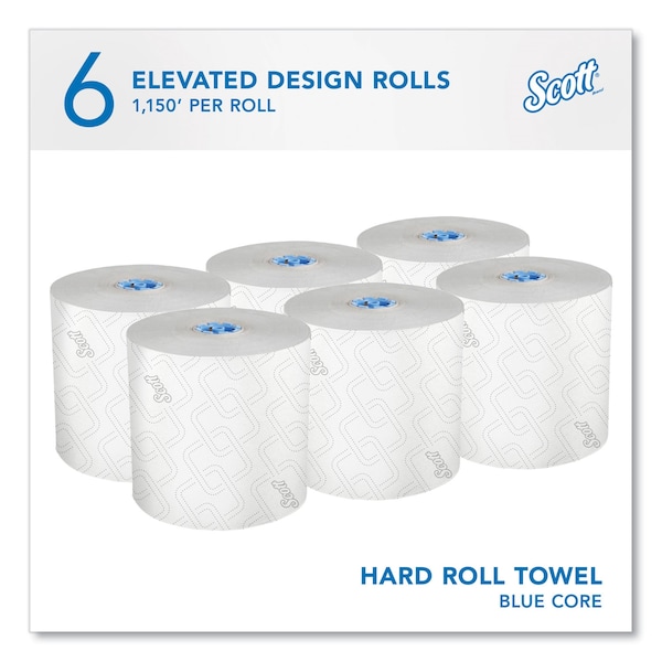Scott Scott Pro Hardwound Paper Towels, 1 Ply, Continuous Roll Sheets, 1,150 ft, White, 6 PK - KCC 25702