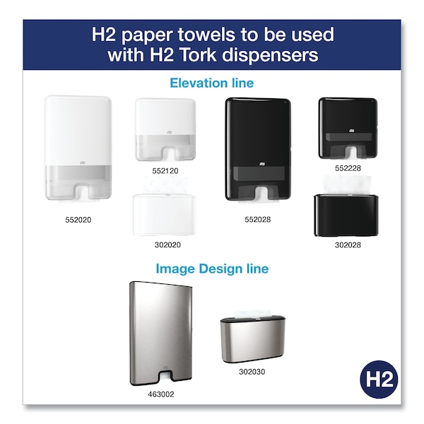 Tork Tork Multifold Hand Towel White H2, Advanced, Strong and Absorbent, 16 x 250 Sheets, 424824 - 424824
