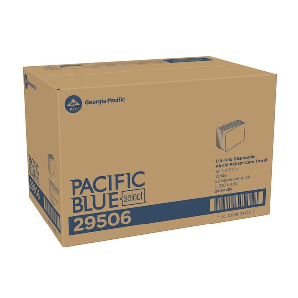 Georgia-Pacific Pacific Blue Select Dry Wipe, 1 Ply, 55 Sheets, No Roll, White, 24 PK - 29506