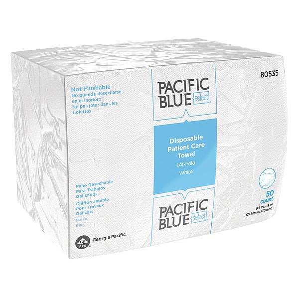 Georgia-Pacific Pacific Blue Select Dry Wipe, 1 Ply, 55 Sheets, No Roll, White, 24 PK - 29506