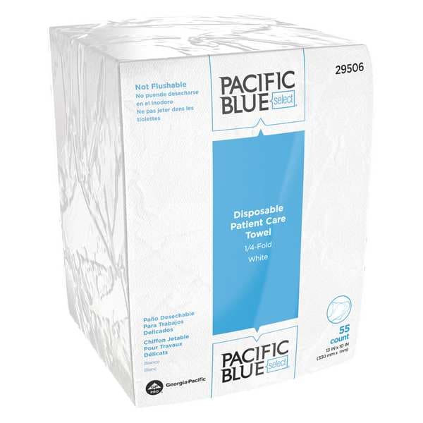 Georgia-Pacific Pacific Blue Select Dry Wipe, 1 Ply, 55 Sheets, No Roll, White, 24 PK - 29506