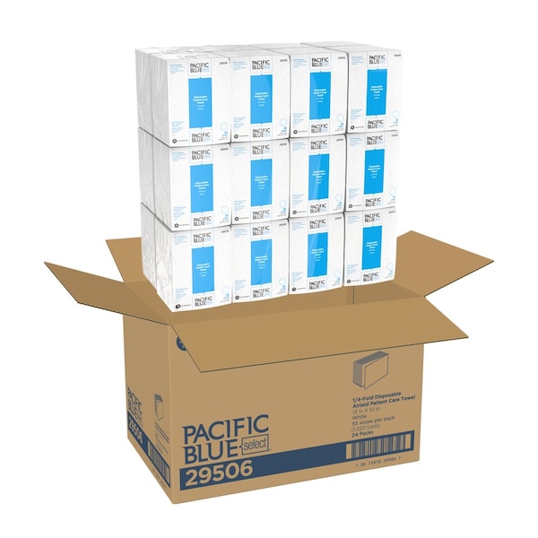 Georgia-Pacific Pacific Blue Select Dry Wipe, 1 Ply, 55 Sheets, No Roll, White, 24 PK - 29506