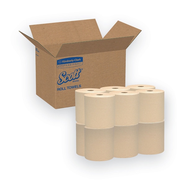 Scott Scott Essential Hardwound Paper Towels, 1 Ply, Continuous Roll Sheets, 800 ft, Natural, 12 PK - 4142