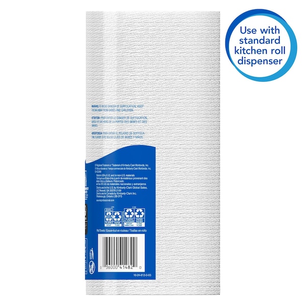 Kimberly-Clark Professional Perforated Paper Towel, 1 Ply, 128 Sheets, White, 20 PK - 41482