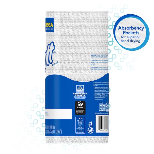 Kimberly-Clark Professional Perforated Paper Towel, 1 Ply, 128 Sheets, White, 20 PK - 41482