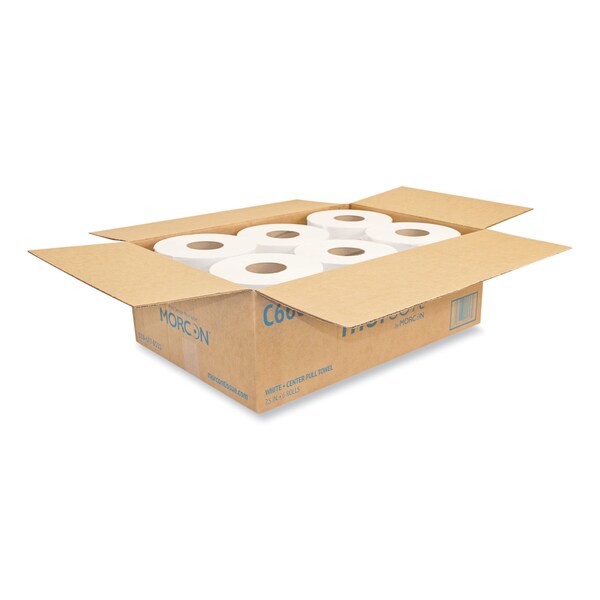 Morcon Paper Center Pull Paper Towels, 2 Ply, Continuous Roll Sheets, 450 ft, White, 6 PK - MOR C6600