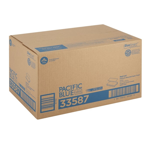 Georgia-Pacific Pacific Blue Ultra Multifold Paper Towels, 1 Ply, 220 Sheets, White, 10 PK - 33587