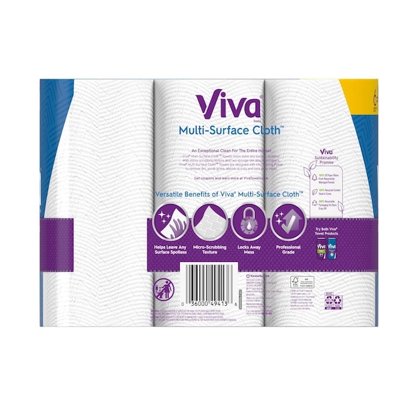 Viva Cloth Paper Towels, 2 Ply, 6 PK - 49413