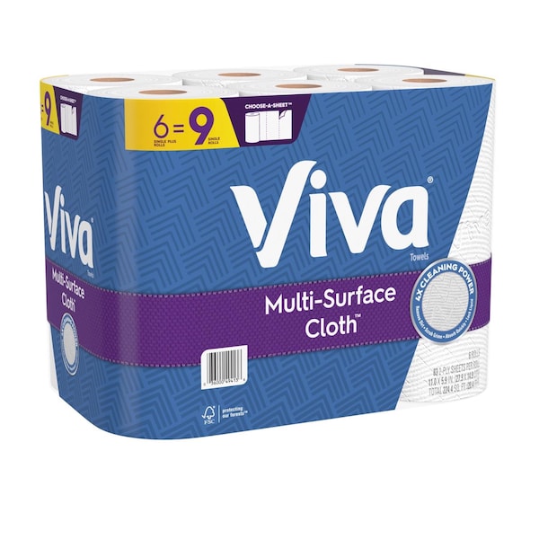Viva Cloth Paper Towels, 2 Ply, 6 PK - 49413