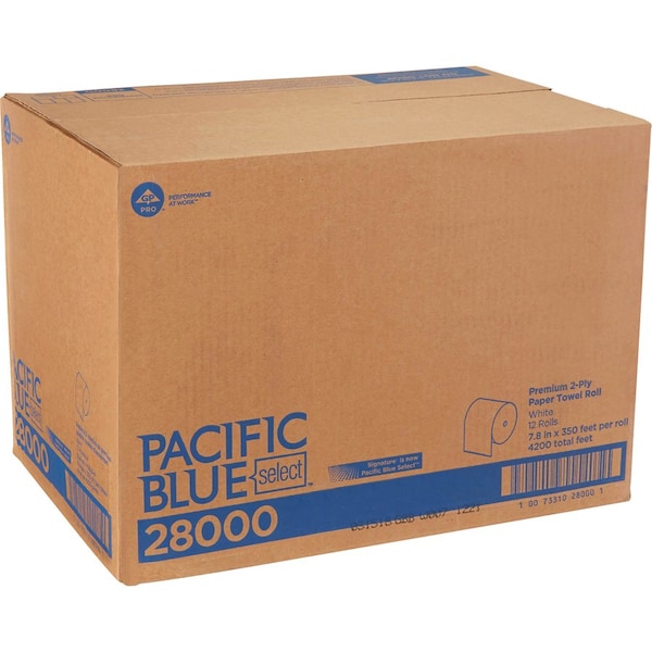 Pacific Blue Select Paper Towels, 2 Ply, White, 12 PK - GPC28000