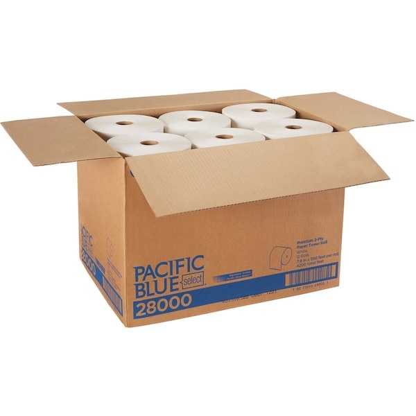 Pacific Blue Select Paper Towels, 2 Ply, White, 12 PK - GPC28000