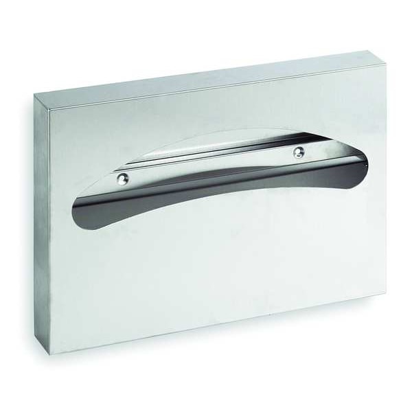 Tough Guy Toilet Seat Cover Dispenser, 1/2 Fold, 250 Cover Capacity, Wall Mount, Stainless Steel, Silver - 1ECK2