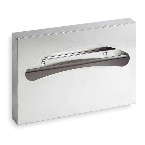 Tough Guy Toilet Seat Cover Dispenser, 1/2 Fold, 250 Cover Capacity, Wall Mount, Stainless Steel, Silver - 1ECK2