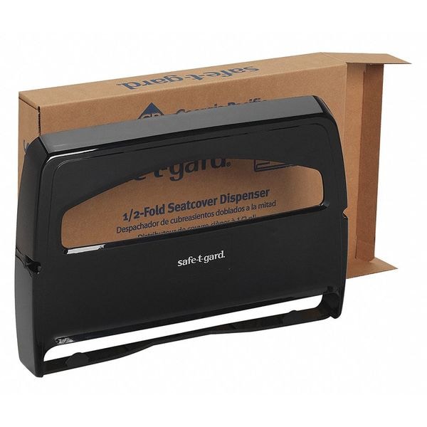 Georgia-Pacific Toilet Seat Cover Dispenser, safe-t-gard, 1/2 Fold, 250, Black, Plastic - 57748
