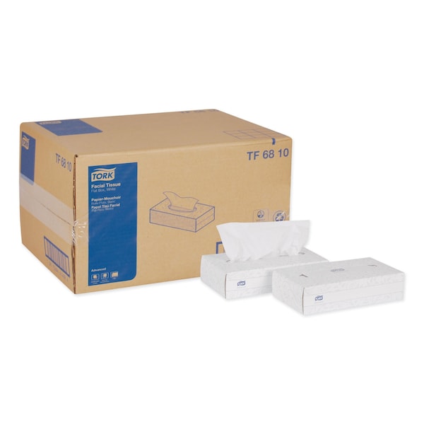 Tork Advanced Facial Tissue, 2-Ply, White, Flat Box, 100 Sheets/Box, 30PK - TF6810