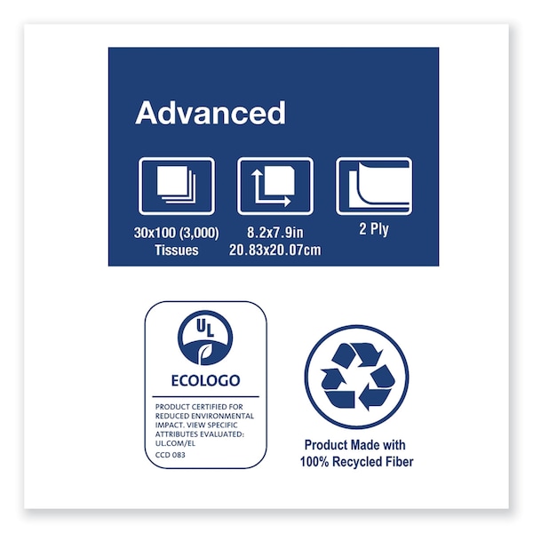 Tork Advanced Facial Tissue, 2-Ply, White, Flat Box, 100 Sheets/Box, 30PK - TF6810