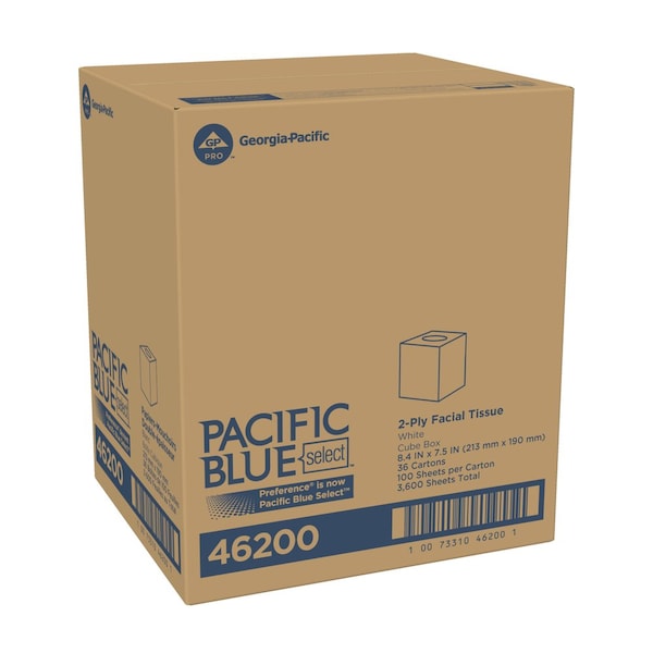 Georgia-Pacific Preference 2 Ply Facial Tissue, 100 Sheets, 36 PK - 46200
