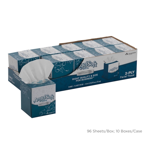 Georgia-Pacific Angel Soft Ultra Professional Series 2 Ply Facial Tissue, 96 Sheets, 10 PK - 4636014