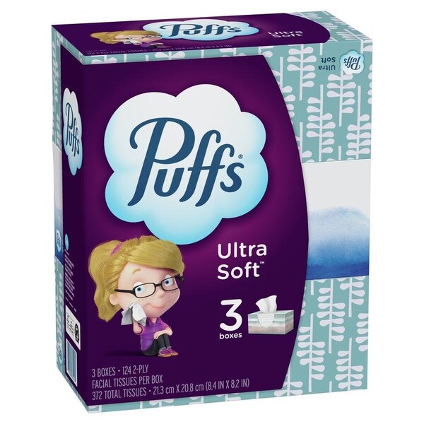 Puffs FACE TISUE US WHT2PLY, 3PK - 80337302