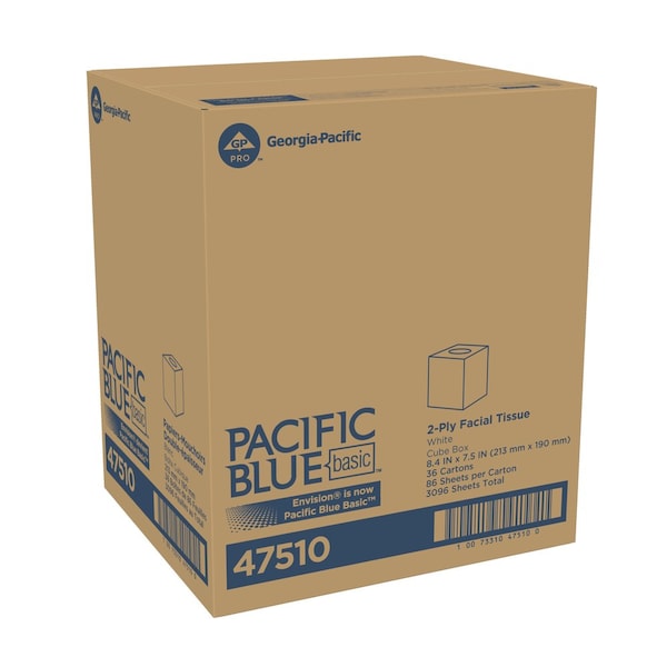 Georgia-Pacific Envision 2 Ply Facial Tissue, 85 Sheets, 36 PK - 47510
