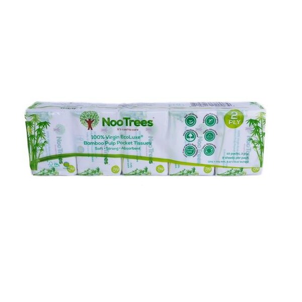 Nootrees NooTrees 108 Bamboo 2 Ply Pocket Tissue 10 x 9 Individual Sheets Per Pack - 108