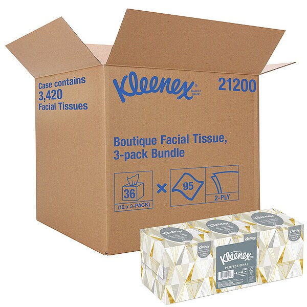 Kimberly-Clark Professional Boutique, 2 Ply Facial Tissue, 12 Boxes, 95 Sheets per Box - 21200