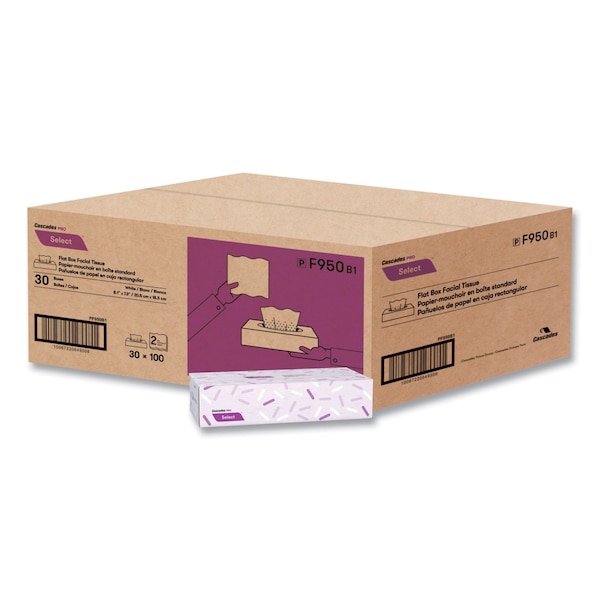 Cascades Pro 2 Ply Facial Tissue, 100 Sheets - F950