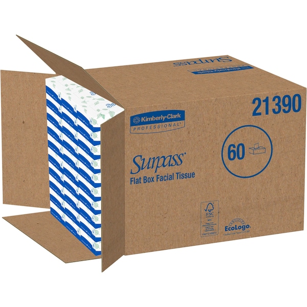 Kimberly-Clark Professional 2 Ply Facial Tissue, 125 Sheets, 60 PK - 21390