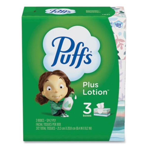 Puffs 2-Ply  Plus Lotion Facial Tissue, White, 3PK - PU466935