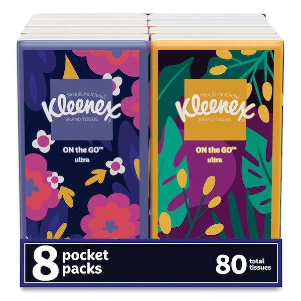 Kleenex Go Pack 3 Ply Facial Tissue, 10 Sheets, 96 PK - 46651CT