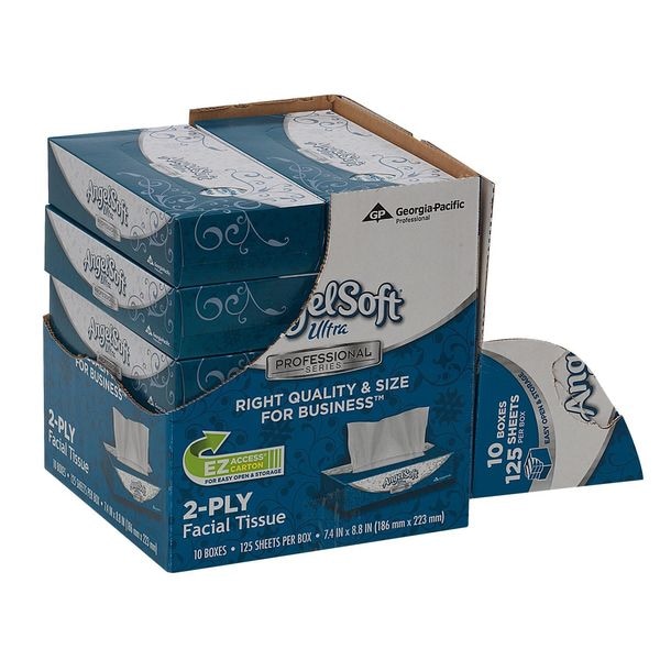 Georgia-Pacific Angel Soft Ultra Professional Series 2 Ply Facial Tissue, 125 Sheets, 10 PK - 4836014