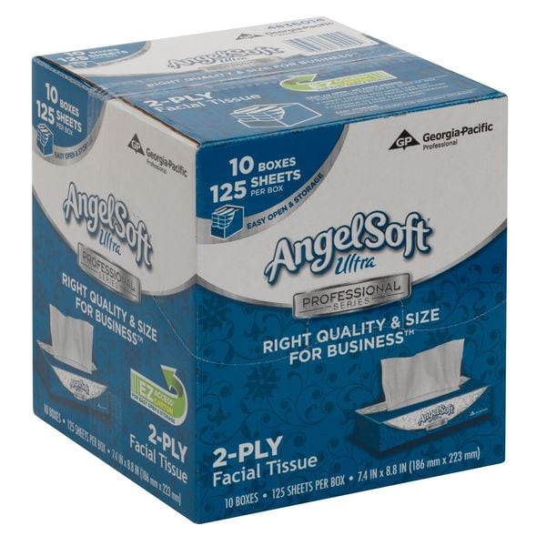 Georgia-Pacific Angel Soft Ultra Professional Series 2 Ply Facial Tissue, 125 Sheets, 10 PK - 4836014