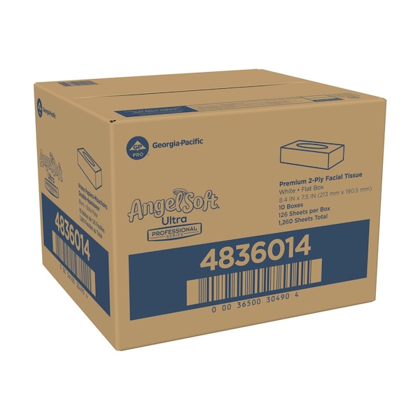 Georgia-Pacific Angel Soft Ultra Professional Series 2 Ply Facial Tissue, 125 Sheets, 10 PK - 4836014