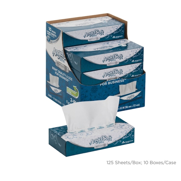Georgia-Pacific Angel Soft Ultra Professional Series 2 Ply Facial Tissue, 125 Sheets, 10 PK - 4836014