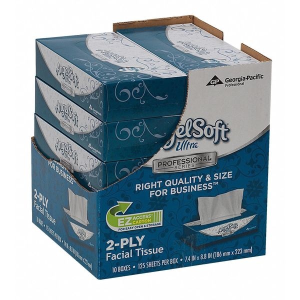 Georgia-Pacific Angel Soft Ultra Professional Series 2 Ply Facial Tissue, 125 Sheets, 10 PK - 4836014